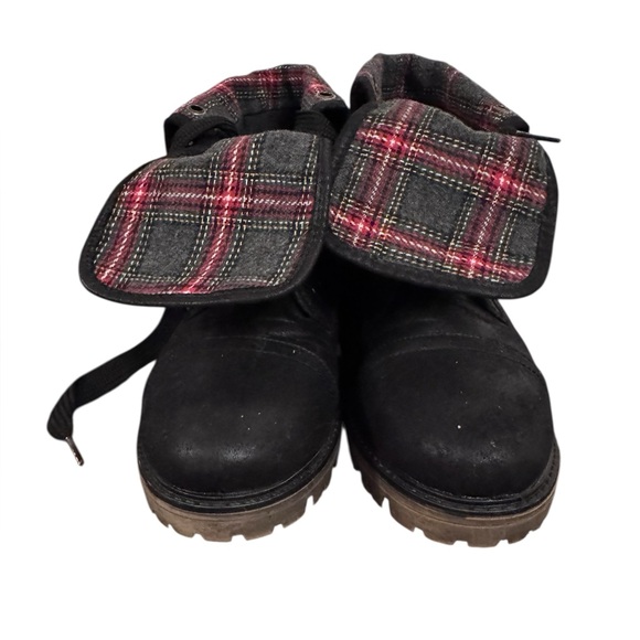 Serra Tartan Plaid & Black Chunky Boots Women's Sz 8 Grunge Indie 90s Casual - Picture 4 of 10